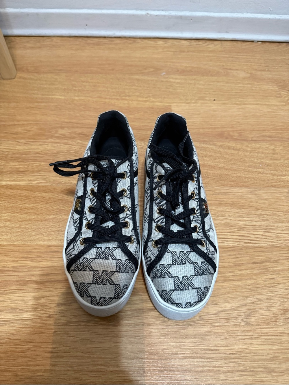 Michael Kors Black & White MK Logo Low-Top Sneakers